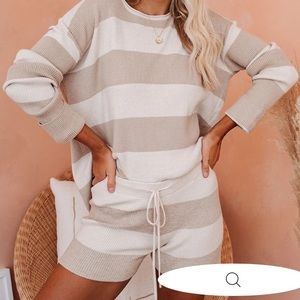 STRIPED KNIT SHORTS AND HIGH RISE SHORTS